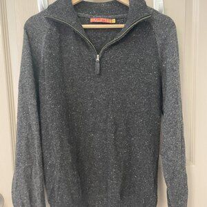 Black & Gray Kuna 1/4-zip lightweight alpaca wool pullover, size small